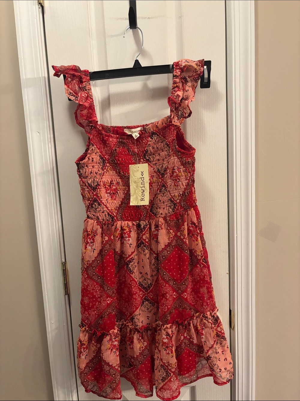 Rewind red bandana
pattern Ruffle-Strap Sundress